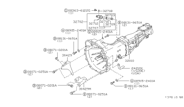 1986 Nissan 200SX Manual Transmission, Transaxle & Fitting Diagram 2