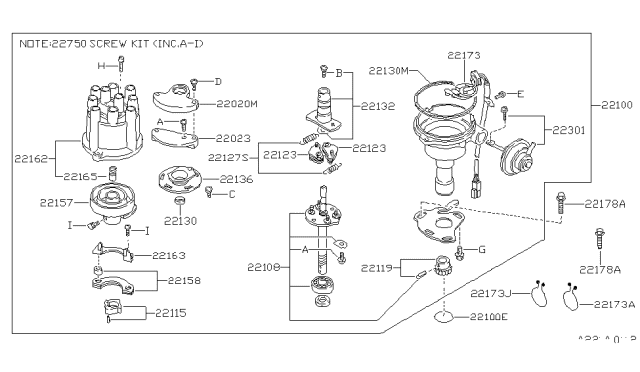 1987 Nissan 200SX Packing Diagram for 22185-52L01