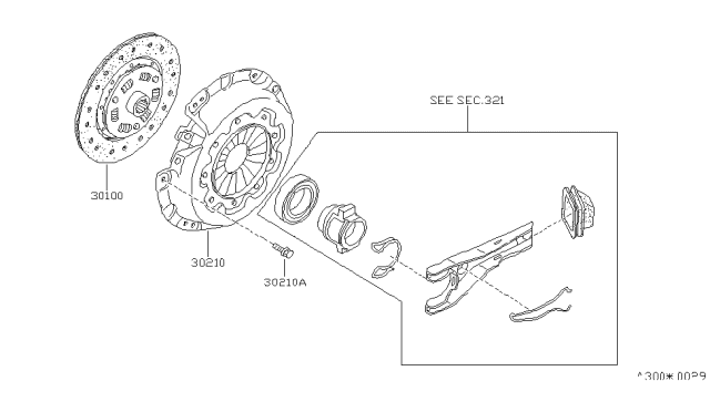 1985 Nissan 200SX Cover Assembly Clutch Diagram for 30210-17F00