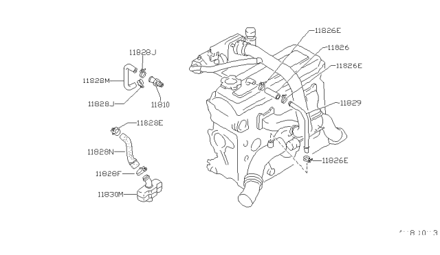 1985 Nissan 200SX Blow-By Gas Hose Diagram for 11827-02F00
