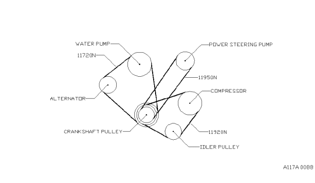 1988 Nissan 200SX Serpentine Belt Diagram for 11720-F6110