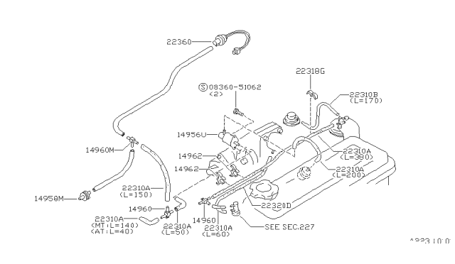 1987 Nissan 200SX Switch Vacuum Diagram for 22360-V5501