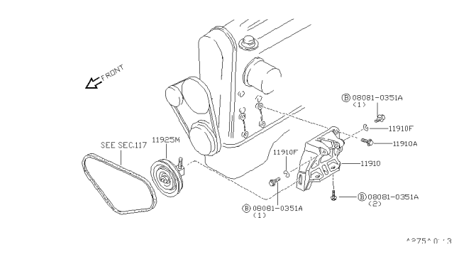 1985 Nissan 200SX Compressor Mounting & Fitting Diagram 1