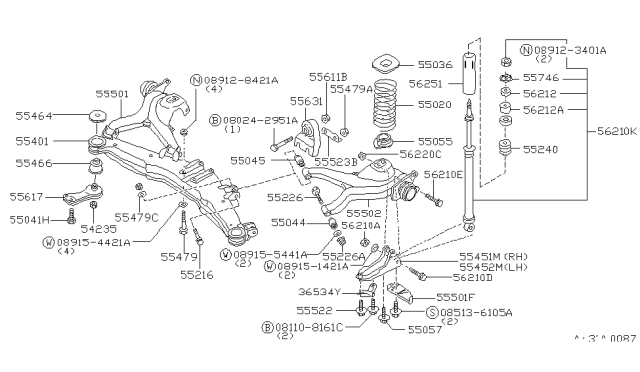 1986 Nissan 200SX Rear Suspension Spring Diagram for 55020-04F03