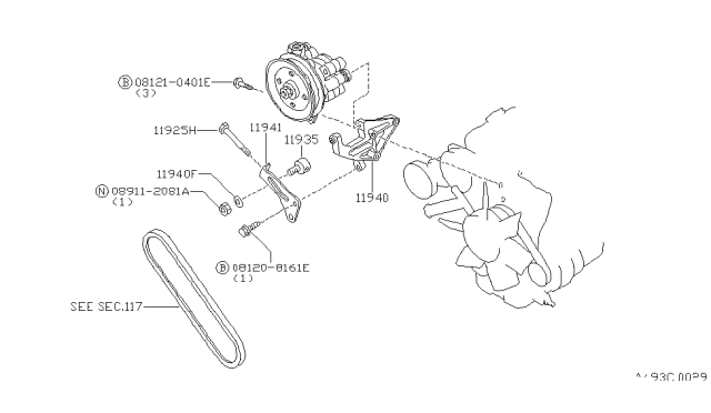 1986 Nissan 200SX Support-Power Steering Diagram for 11942-12G00