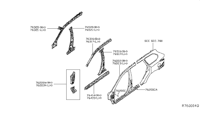 2014 Nissan Pathfinder Body Side Panel Diagram 1