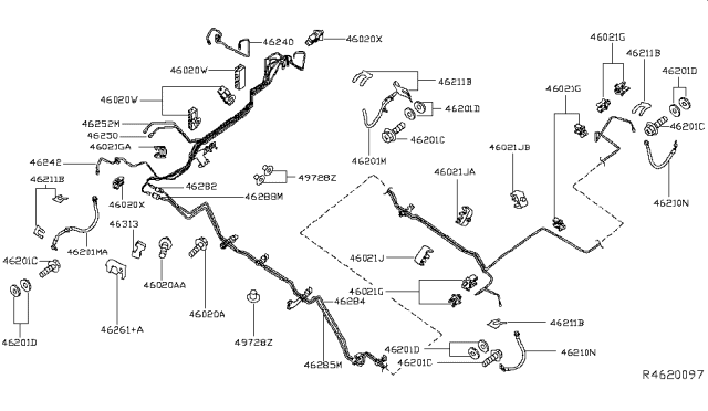 2014 Nissan Pathfinder Brake Piping & Control Diagram 2