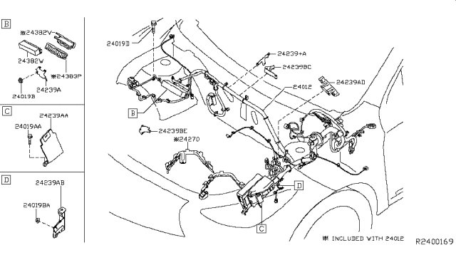 2014 Nissan Pathfinder Harness-Engine Room Diagram for 24012-3JV0A