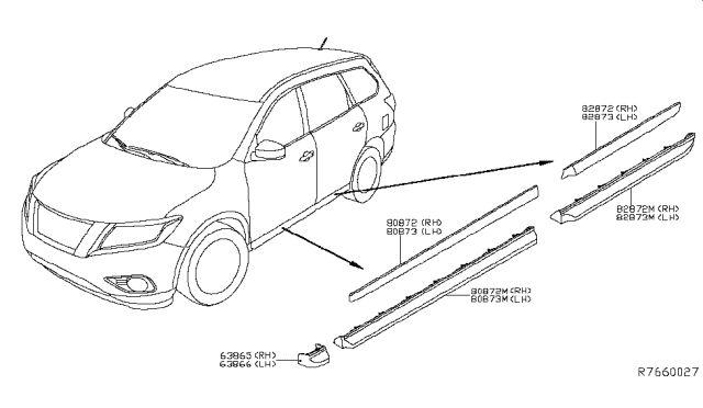 2014 Nissan Pathfinder Body Side Molding Diagram