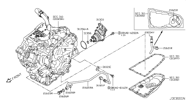 2014 Nissan Pathfinder Oil Pump & Motor Assy Diagram for 313C0-3KY0A