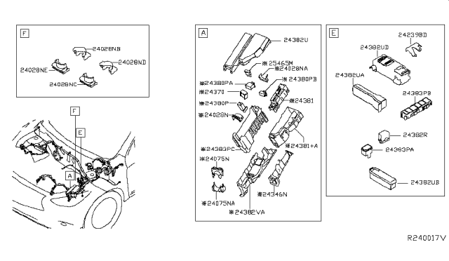 2014 Nissan Pathfinder Bracket-Engine Harness Diagram for 24239-3JV1C