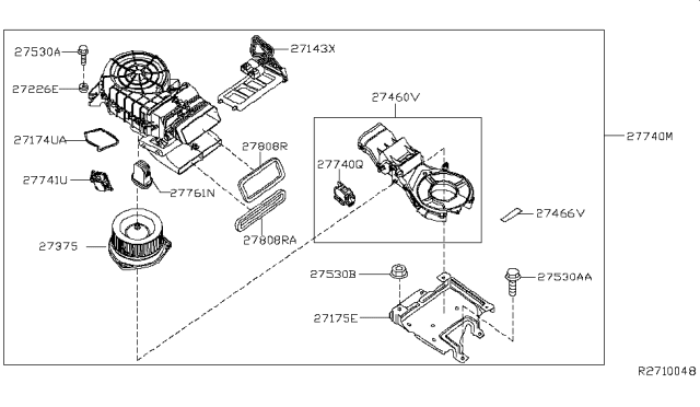 2014 Nissan Pathfinder Motor & Fan Assy-Blower Diagram for 27413-3KA0A