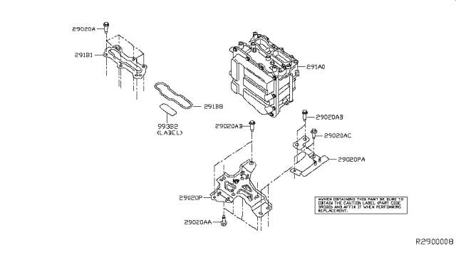 2014 Nissan Pathfinder Gasket-High Voltage Box Diagram for 291B8-3JV0A