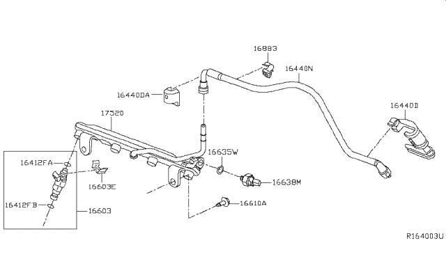 2014 Nissan Pathfinder Connector-Fuel Feed Piping Diagram for 17530-5AF0A