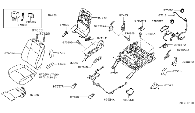 2014 Nissan Pathfinder Controller Assembly-OCCUPANT Sensor Diagram for 98856-9PA0A