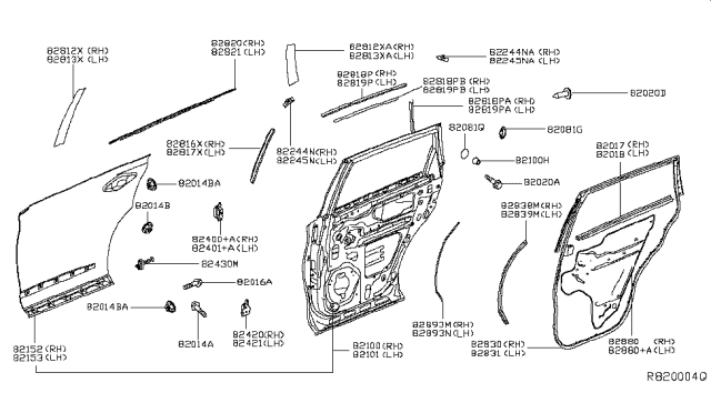 2014 Nissan Pathfinder Rear Door Panel & Fitting Diagram 1