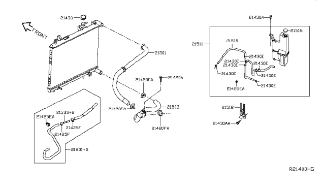 2014 Nissan Pathfinder Hose - Auto Transmission Oil Cooler Diagram for 21631-3JV0A