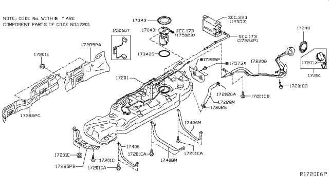 2014 Nissan Pathfinder Electric Fuel Pump Diagram for 17040-3JT0D
