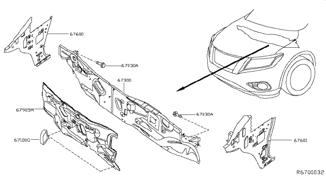 2014 Nissan Pathfinder Dash-Lower Diagram for 67300-9NB1A