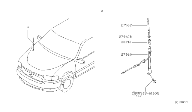 2001 Nissan Quest Rod ANNTENNA Diagram for 28215-7B000
