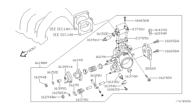 2002 Nissan Quest Washer Diagram for 16152-74C10