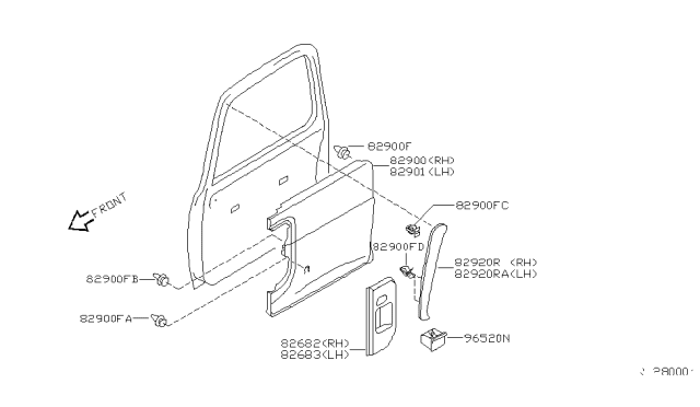 2003 Nissan Quest ESCUTCHEON-Rear Door Inside Handle, R Diagram for 82824-7B212
