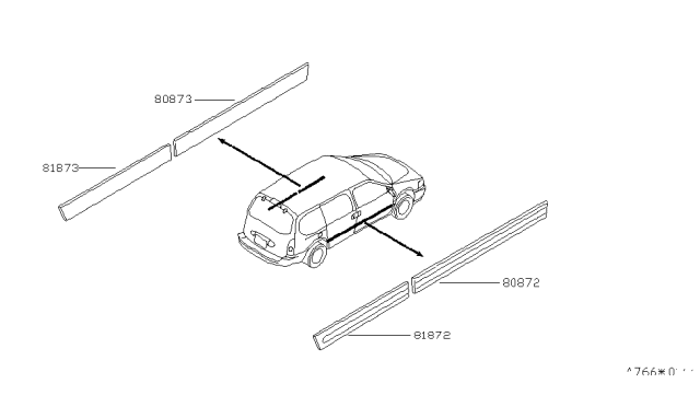 2001 Nissan Quest MOULDING-Slide Door, RH Diagram for 82870-7B313