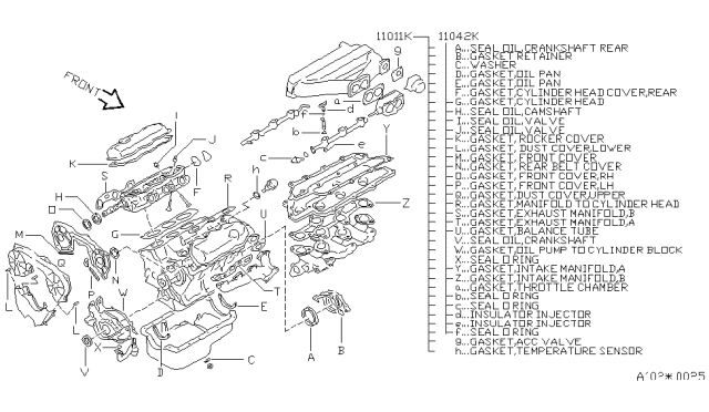 2001 Nissan Quest Engine Gasket Kit Diagram