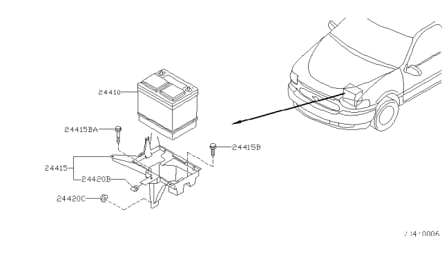 1999 Nissan Quest Battery & Battery Mounting Diagram