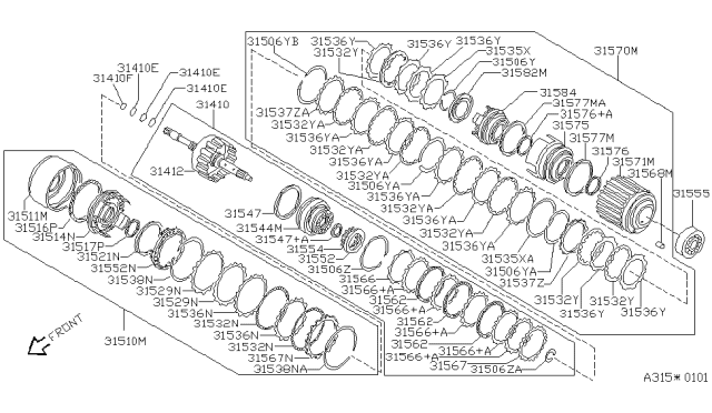 2001 Nissan Quest Piston Assy-Clutch Diagram for 31514-80X01