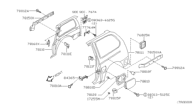 2001 Nissan Quest Rear Fender & Fitting Diagram 2