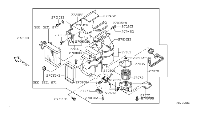 2000 Nissan Quest RESISTER Heater Diagram for 27150-7B000