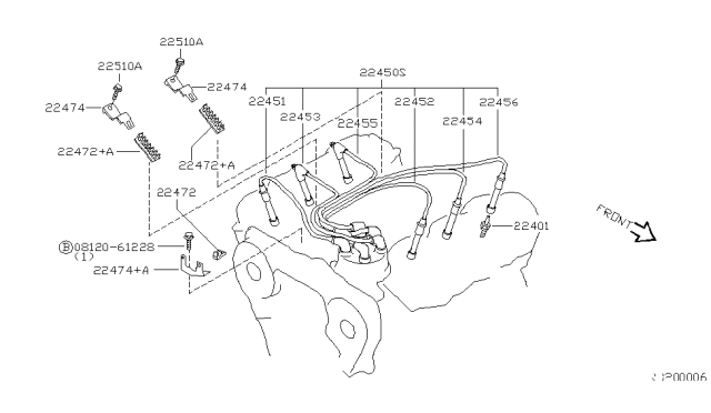 2001 Nissan Quest Bracket-High Tension Cable Diagram for 22474-7B000