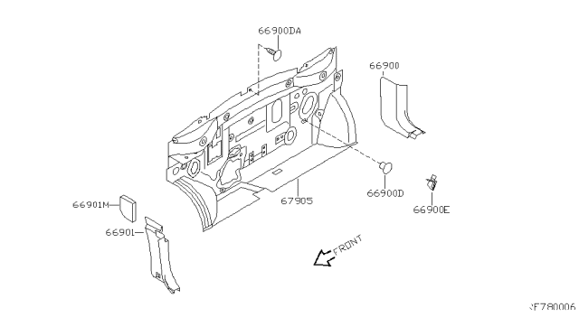 2003 Nissan Quest Finisher-Dash Side,LH Diagram for 66901-7B001
