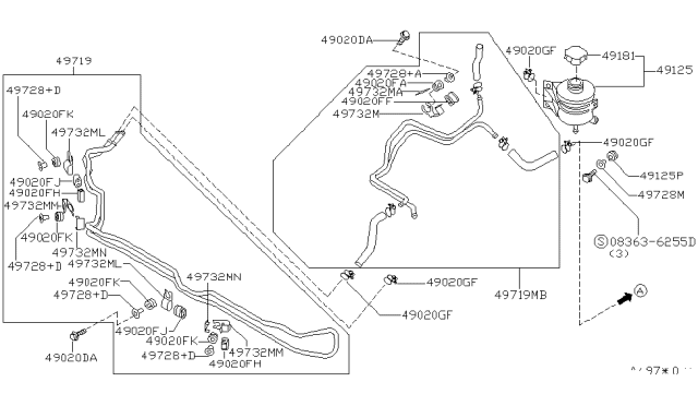 2001 Nissan Quest Tube Assy-Power Steering Diagram for 49790-7B010