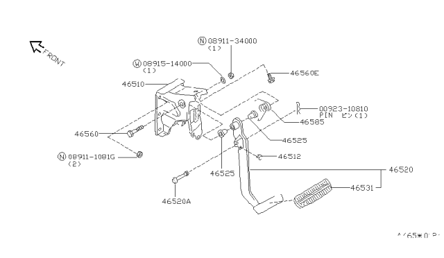 2001 Nissan Quest Pedal Assembly-Brake Diagram for 46520-0B000