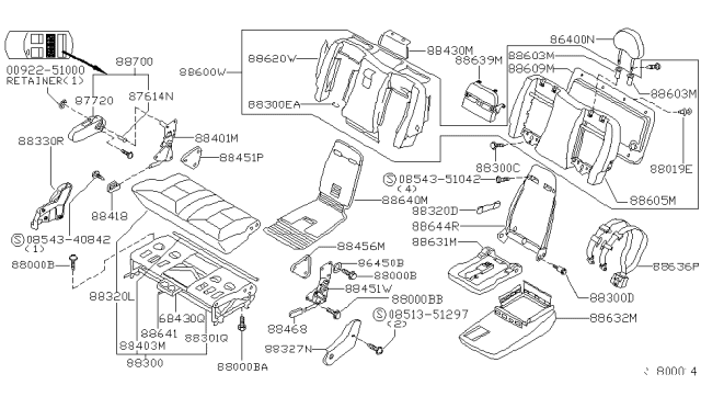 2001 Nissan Quest Trim&Pad Assembly-Rear Seat Cushion Diagram for 88310-2Z422