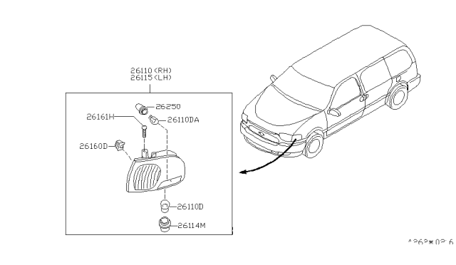 1999 Nissan Quest Side Combination Lamp Socket Assembly Diagram for 26242-7B000