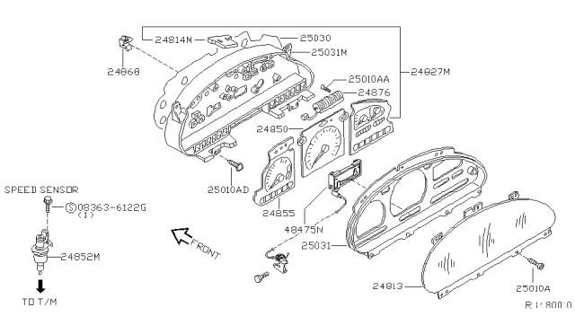 2001 Nissan Quest Speedometer Assembly Diagram for 24820-7B000