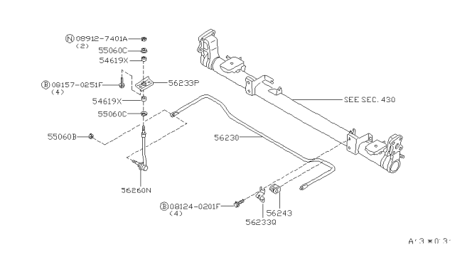 2002 Nissan Quest Rod Assy-Connecting,Stabilizer Diagram for 56260-7B001