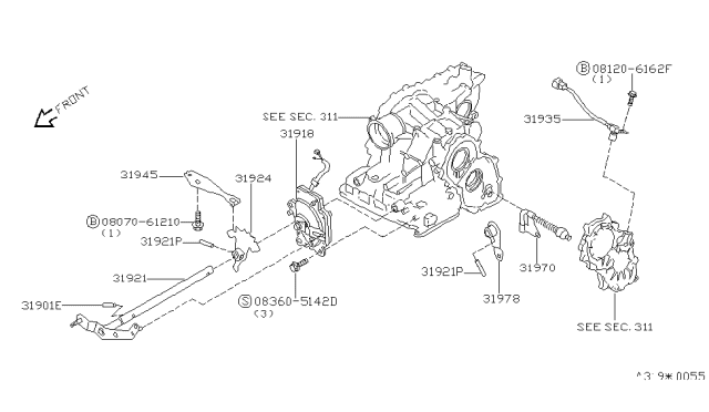 1999 Nissan Quest Plate Assy-Manual Diagram for 31925-80X03
