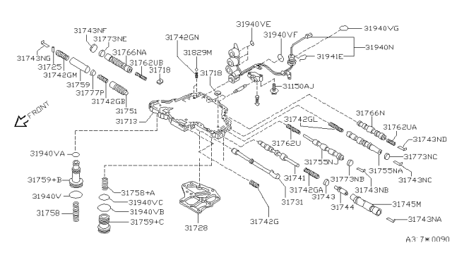 2003 Nissan Quest Oil Strainer Assembly Diagram for 31728-80L01