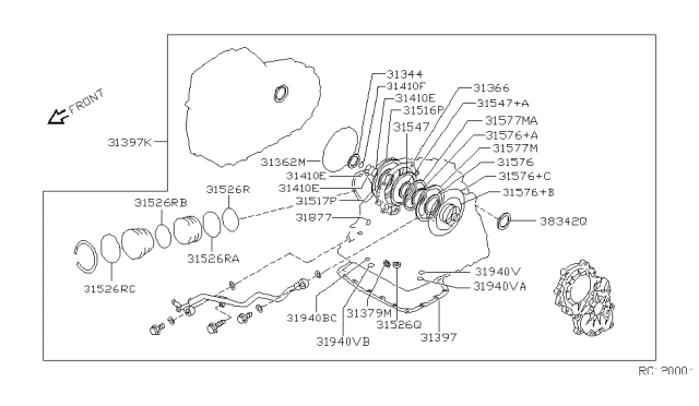 1999 Nissan Quest Gasket & Seal Kit-Auto Transmission Diagram for 31397-80X85