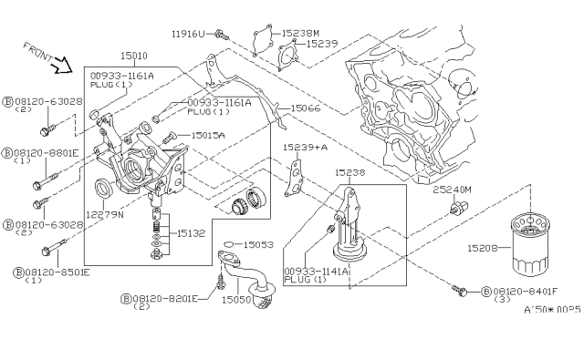 2001 Nissan Quest Gasket Oil Pump To Cylinder Block Diagram for 15066-89E01