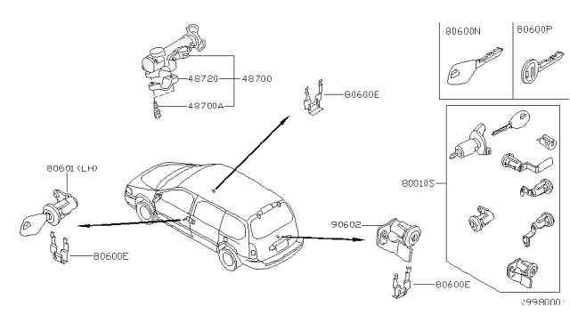 2003 Nissan Quest Key Set & Blank Key Diagram