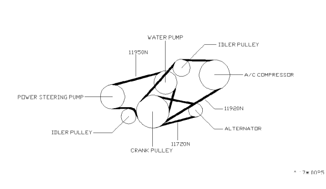 2002 Nissan Quest Serpentine Belt Diagram for 11950-0B005
