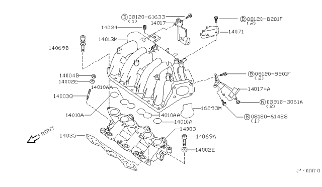 2002 Nissan Quest Collector - Intake Manifold Diagram for 14010-7B005