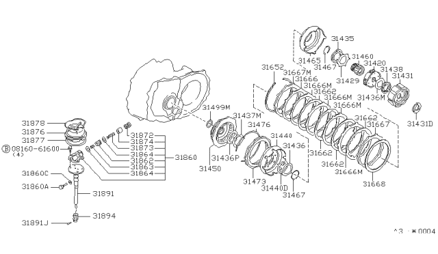 1986 Nissan Sentra Drive Plate Diagram for 31662-01X01