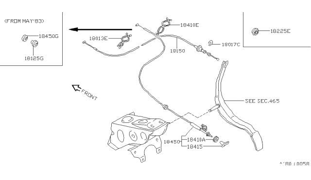 1986 Nissan Sentra Wire Assy-Accelerator Diagram for 18201-36A00