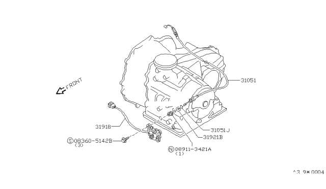 1986 Nissan Sentra Wire Throttle Diagram for 31051-01X16